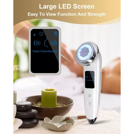 Appareil Massage Visage Électrique 4 en 1 Anti-Âge Blanc