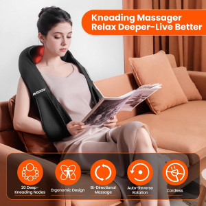 AMZPONY® Cordless Neck Massager with Heat - Deep Tissue Pain Relief