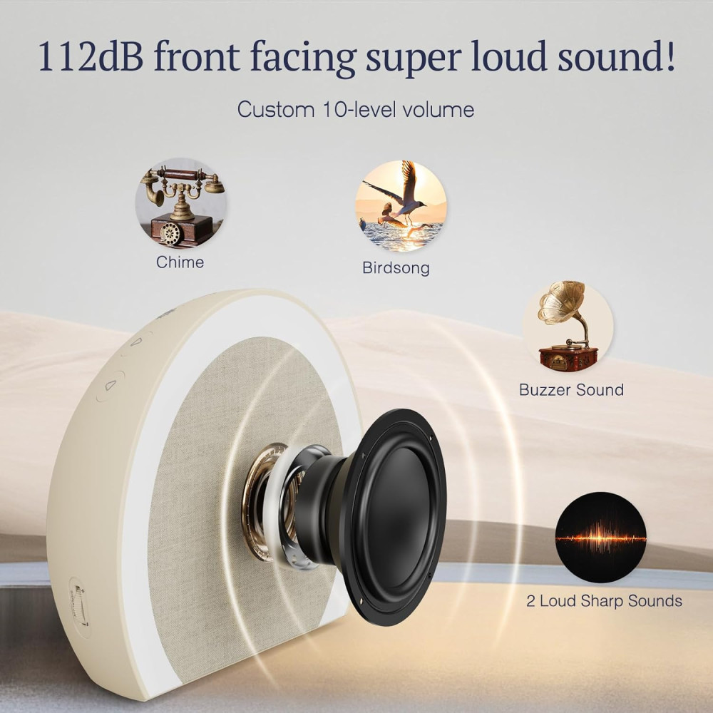 ANJANK Loud Alarm Clock with Wireless Bed Shaker & 9-Color Night Light