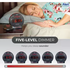Réveil Sonic Bomb double alarme très forte avec vibreur, noir, pour gros dormeurs, batterie de secours