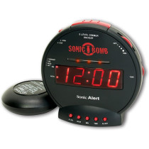 Réveil Sonic Bomb Extra Fort avec Vibromasseur, Noir