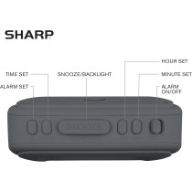 Sharp Digital Alarm Clock – Battery Operated with Blue Backlight & Ascending Alarm