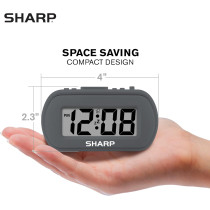 Sharp Digital Alarm Clock – Battery Operated with Blue Backlight & Ascending Alarm