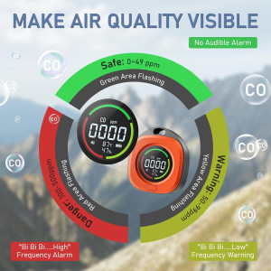 Portable 3-in-1 Carbon Monoxide Detector for Travel, RV & Camping