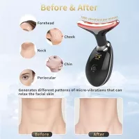 Appareil de Beauté Visage Multifonction avec Vibration et LED 7 Couleurs pour Soins à Domicile