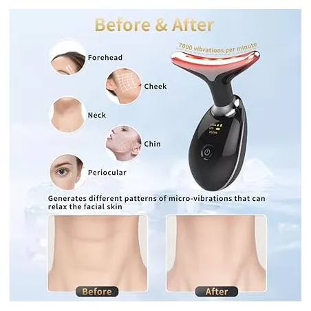 Appareil de Beauté Visage Multifonction avec Vibration et LED 7 Couleurs pour Soins à Domicile