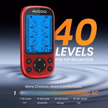 Appareil TENS 3-en-1 Rechargeable, 24 Modes & 40 Niveaux