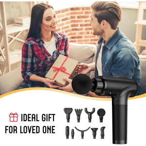 Pistolet de Massage Électrique 9 Accessoires 30 Vitesses Noir