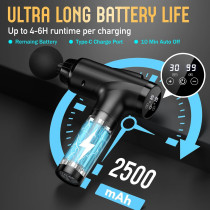 Pistolet de Massage Électrique 9 Accessoires 30 Vitesses Noir