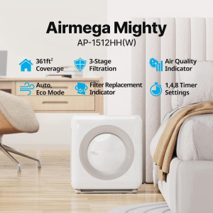 Coway Airmega AP-1512HH(W) True HEPA Air Purifier with Timer & Eco Mode