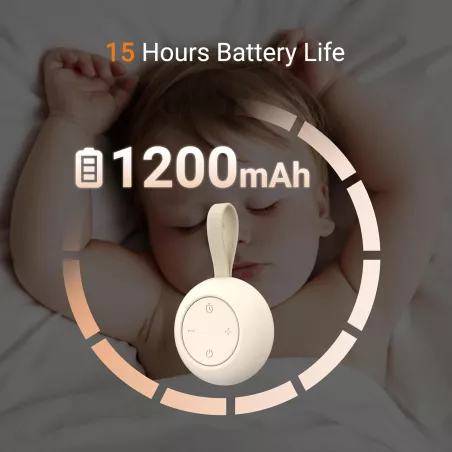 Machine à Sons Portable pour Bébé - Bruit Blanc, 12 Sons Apaisants, Minuterie, 15h Batterie, Clip Poussette