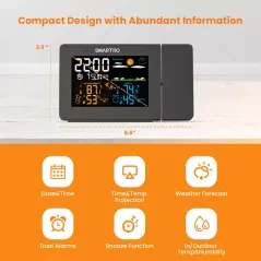Réveil Projection SMARTRO SC91 avec Station Météo & Hygromètre