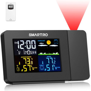 Réveil Projection SMARTRO SC91 avec Station Météo & Hygromètre
