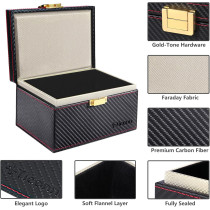 TICONN Carbon Fiber Faraday Box - Keyless Fob Signal Blocker Pouch