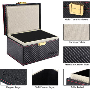 TICONN Carbon Fiber Faraday Box - Keyless Fob Signal Blocker Pouch