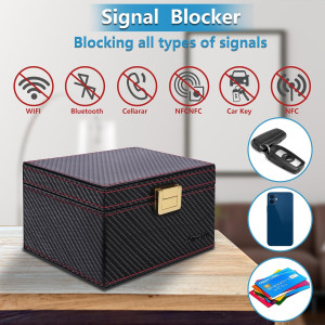 TICONN Carbon Fiber Faraday Box - Keyless Fob Signal Blocker Pouch