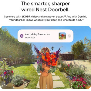 Google Nest Doorbell 3rd Gen Wired – 2K Video, Night Vision, 2025 Model