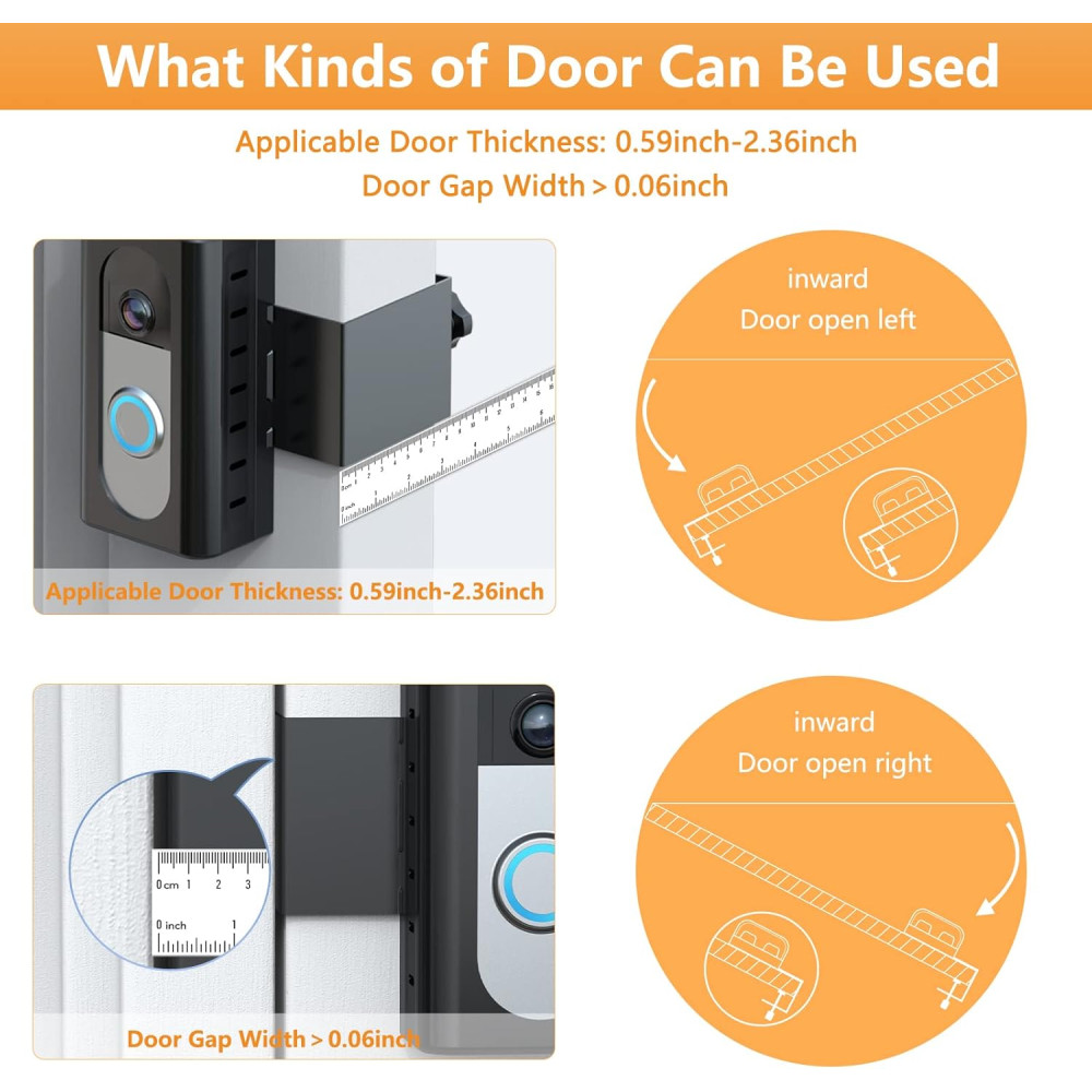 QIBOX No-Drill Anti-Theft Mount for Ring/Blink Video Doorbells