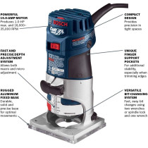 BOSCH PR20EVS 1.0 HP Palm Router – Variable Speed, Ergonomic & Durable