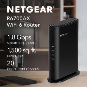 NETGEAR R6700AX WiFi 6 Router – AX1800, 1,500 sq. ft. Coverage, 20 Devices