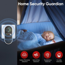 4-in-1 Gas & Carbon Monoxide Detector with Temp & Humidity for Home & RV