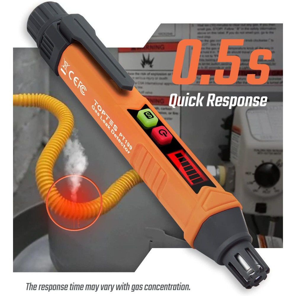 PT199 Portable Natural Gas Leak Detector with Audible & Visual Alarm