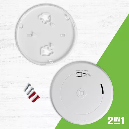 Détecteur Fumée & Monoxyde First Alert SMCO210, Batterie Scellée 10 Ans, Design Compact, 1 Unité