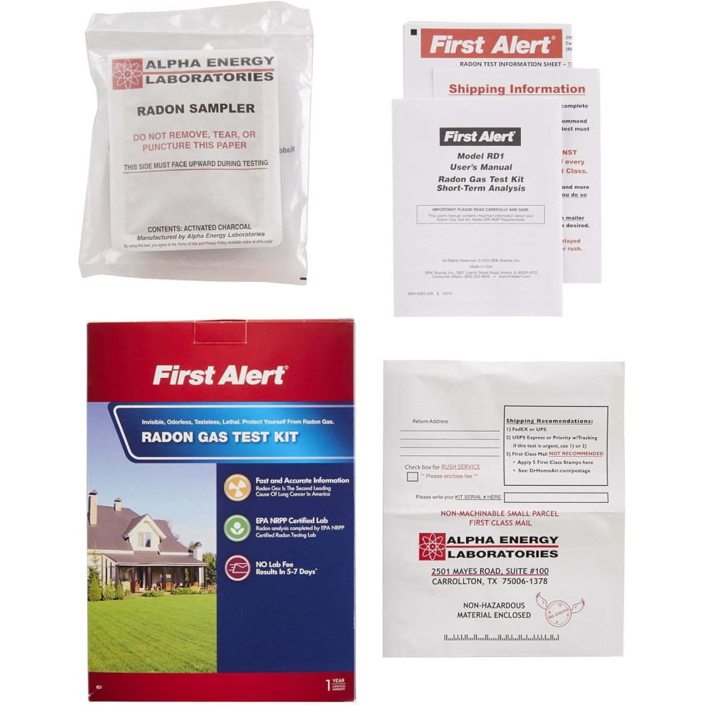 Kit Test Gaz Radon First Alert RD1 - Fiable & Rapide