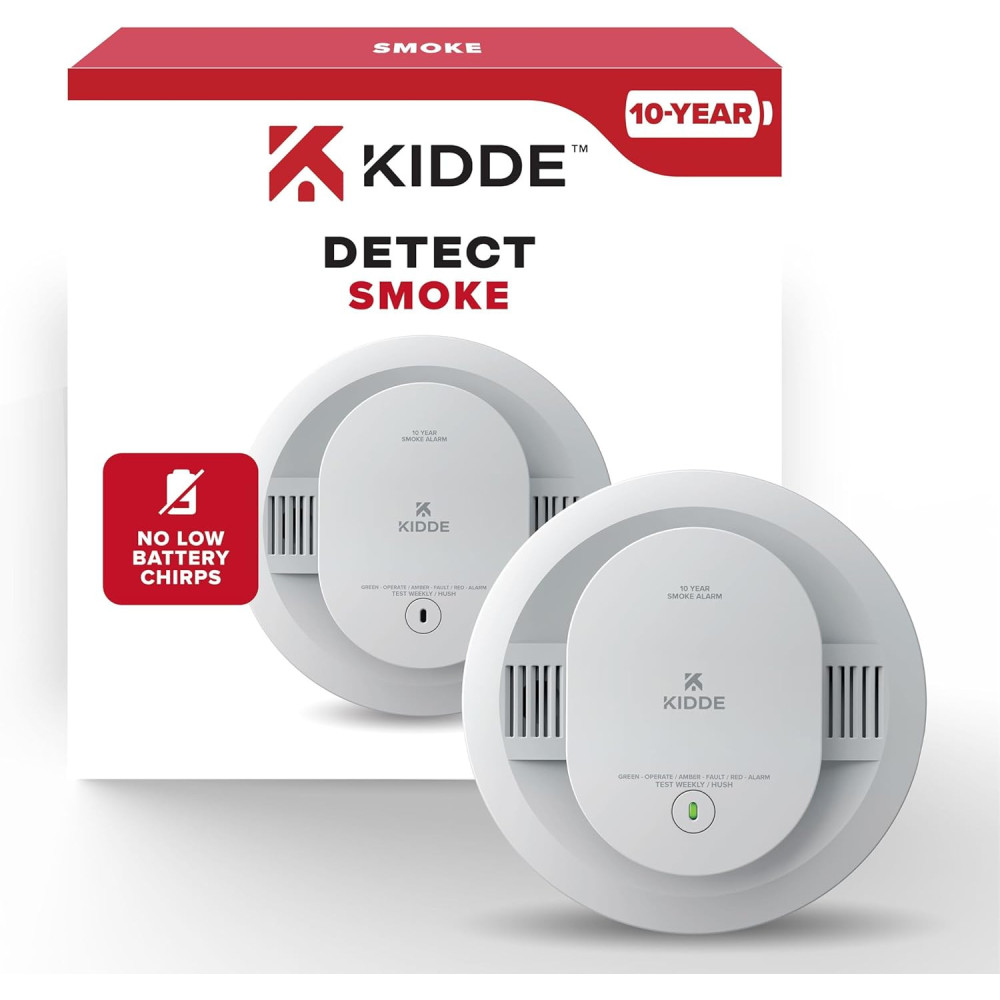 Kidde Smoke Detector with 10-Year Battery & LED Warning Indicators