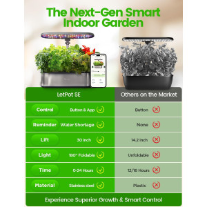 LetPot LPH-SE 12-Pod Smart Hydroponic Herb Garden Kit with WiFi & LED