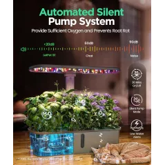 LetPot LPH-Air Kit Hydroponique Intelligent WiFi, 24W Spectre Complet, 10 Pots, Jardin Intérieur Connecté