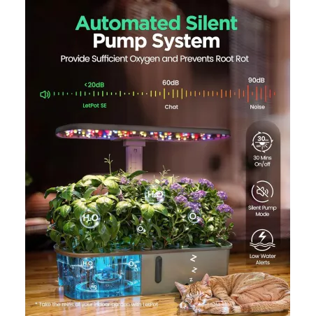 LetPot LPH-Air Kit Hydroponique Intelligent WiFi, 24W Spectre Complet, 10 Pots, Jardin Intérieur Connecté