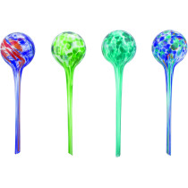 4-Piece Colorful Hand-Blown Glass Watering Globe Set for Plants