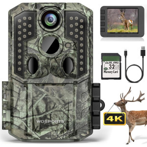 WOSPORTS 48MP 4K Trail Camera with Night Vision & IP66 Waterproof