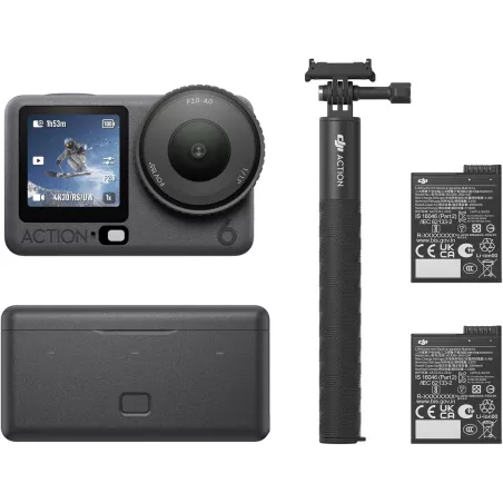DJI Osmo Action 6 Enhanced Combo - Caméra d'action 4K, capteur 1/1.1, ouverture variable f/2.0-f/4.0, batterie double