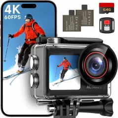 Caméra Action ODDV 4K60FPS Étanche 132FT avec Écran Tactile