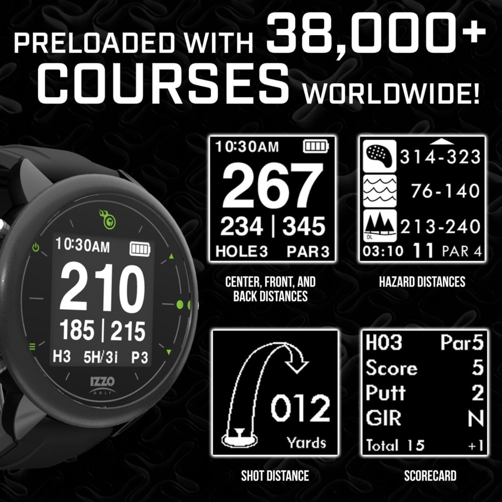 Izzo Golf Swami GPS Watch with Smart Club Suggestions & Personalized Tips