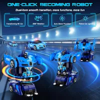 Voiture Télécommandée Robot Transformable 360°, LED, Cadeau
