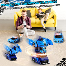Remote Control Transforming Robot Car for Kids – 360° Rotation & LED Lights