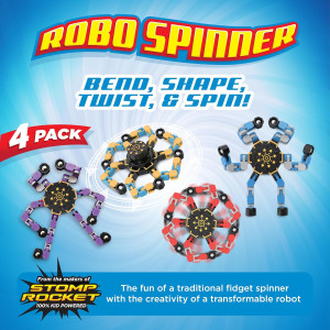Stomp Rocket Robo Spinner 4-Pack – Transformable Fidget Toy & STEM Gift