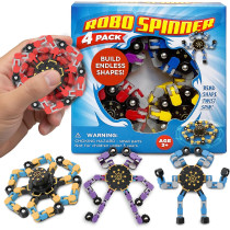 Stomp Rocket Robo Spinner 4-Pack – Transformable Fidget Toy & STEM Gift