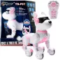 Top Race Robot Chien Rose Télécommandé - Jouet Interactif avec Touches, Sons, Danses, Commandes Vocales, Dès 3 ans