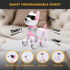 Chien Robot Rose Télécommandé - Jouet Interactif Enfants