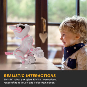 Top Race Pink Robot Dog - Interactive Smart RC Puppy for Kids 3+