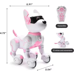 Chien Robot Rose Télécommandé - Jouet Interactif Enfants
