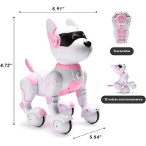 Top Race Pink Robot Dog - Interactive Smart RC Puppy for Kids 3+