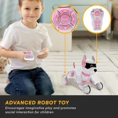 Chien Robot Rose Télécommandé - Jouet Interactif Enfants