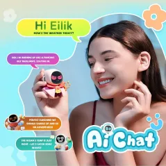 ENERGIZE LAB Eiliko Aquamarine - Robot Porte-Bonheur AI, Bijou Électronique Amusant pour Couples et Amis