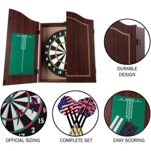 Trademark Poker Dart Board Cabinet Set with 18 Board & 6 Steel Darts