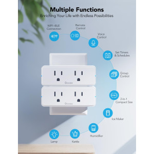 Govee Dual Smart Plug 4-Pack, WiFi & Bluetooth, Alexa & Google Ready